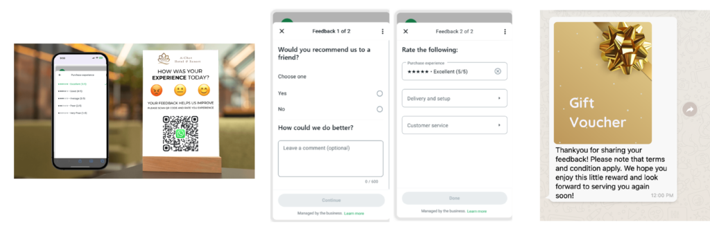 After customers visited the retail shop or chatted with the brand, bot can trigger a survey to capture customer’s feedback via WhatsApp. This helps to track and quantify your customer service rating over time, creating internal benchmarks for improved customer experience. Vouchers can be automatically distributed to the customers that have completed the survey to encourage return visit.